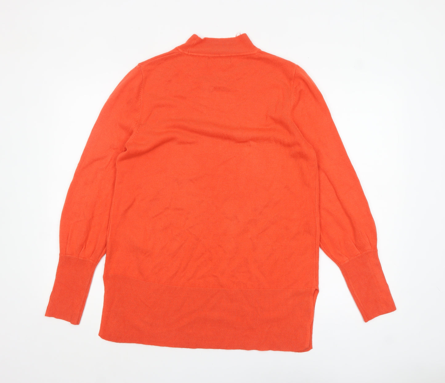 Marks and Spencer Women Orange Mock Neck Long Sleeve Pullover Jumper L