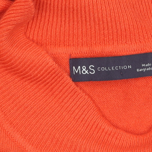 Marks and Spencer Women Orange Mock Neck Long Sleeve Pullover Jumper L