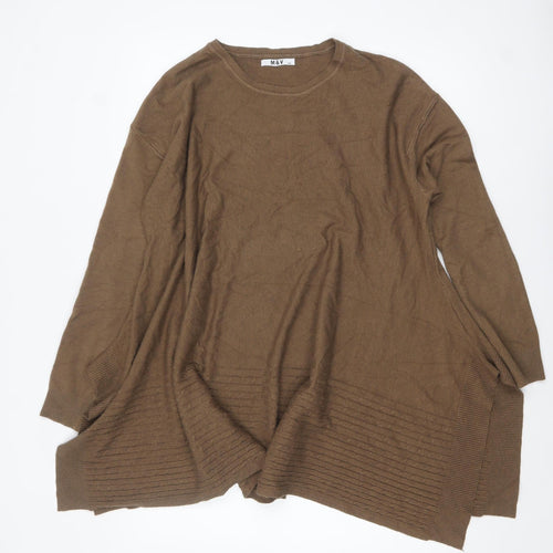 M&V Women Brown Knit Tunic Jumper S Relaxed Fit Long Sleeve