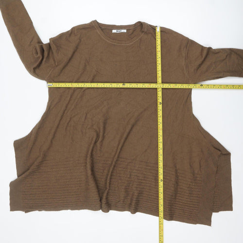 M&V Women Brown Knit Tunic Jumper S Relaxed Fit Long Sleeve