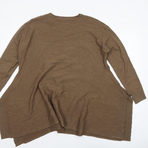 M&V Women Brown Knit Tunic Jumper S Relaxed Fit Long Sleeve