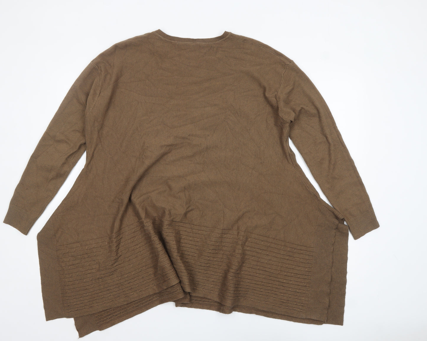 M&V Women Brown Knit Tunic Jumper S Relaxed Fit Long Sleeve