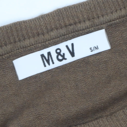 M&V Women Brown Knit Tunic Jumper S Relaxed Fit Long Sleeve