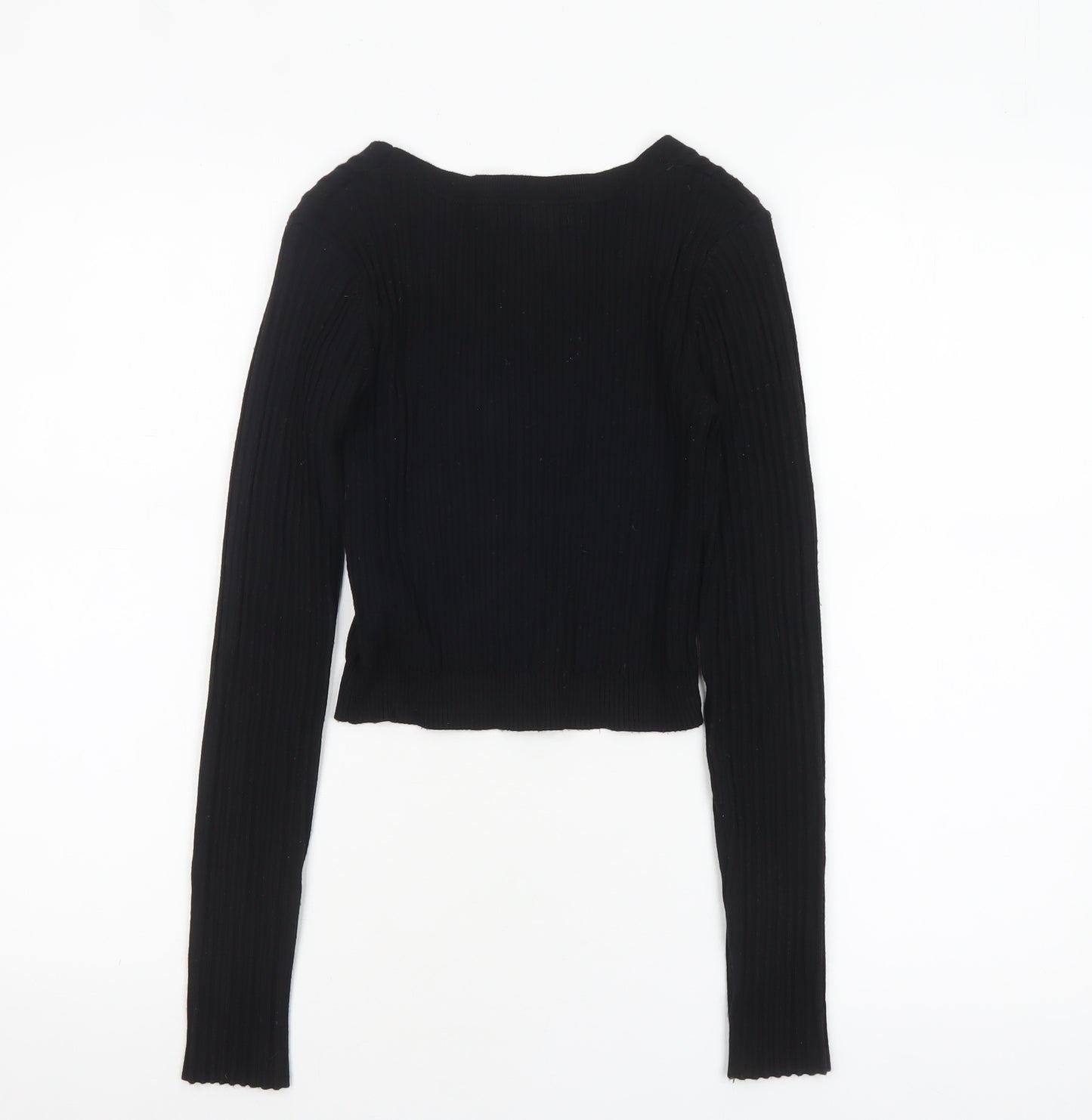 Glassons Women’s Black V-Neck Ribbed Button Cardigan Size M