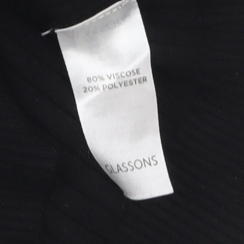 Glassons Women’s Black V-Neck Ribbed Button Cardigan Size M