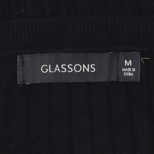 Glassons Women’s Black V-Neck Ribbed Button Cardigan Size M