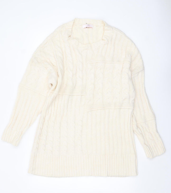 Julipa Women’s Ivory Cable Knit Long Sleeve Pullover Jumper Size 16/18