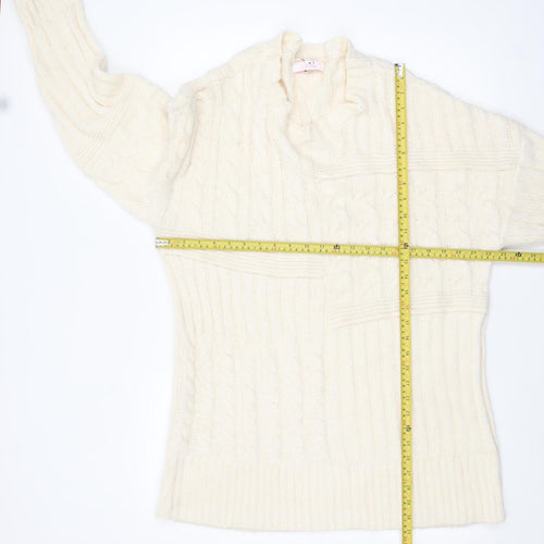 Julipa Women’s Ivory Cable Knit Long Sleeve Pullover Jumper Size 16/18