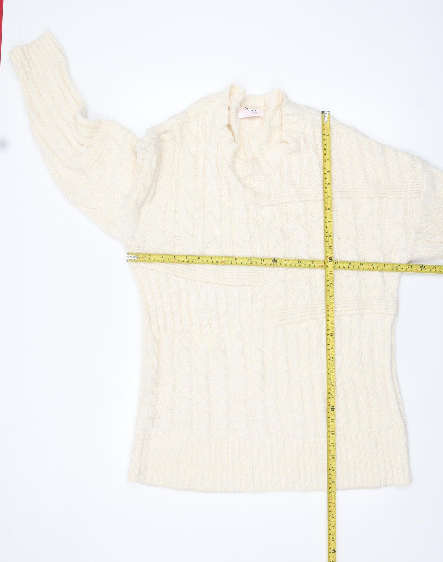 Julipa Women’s Ivory Cable Knit Long Sleeve Pullover Jumper Size 16/18
