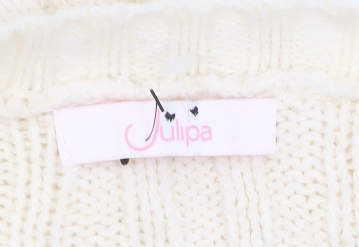 Julipa Women’s Ivory Cable Knit Long Sleeve Pullover Jumper Size 16/18