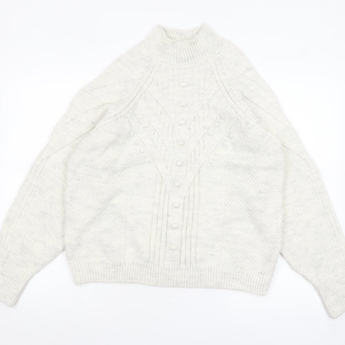 Marks and Spencer Women’s Grey Cable Knit Mock Neck Jumper Size M