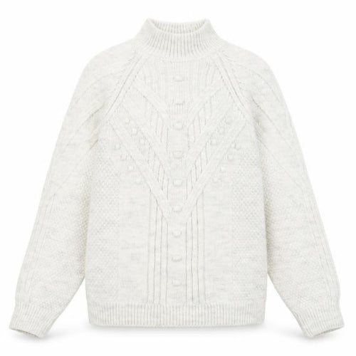 Marks and Spencer Women’s Grey Cable Knit Mock Neck Jumper Size M