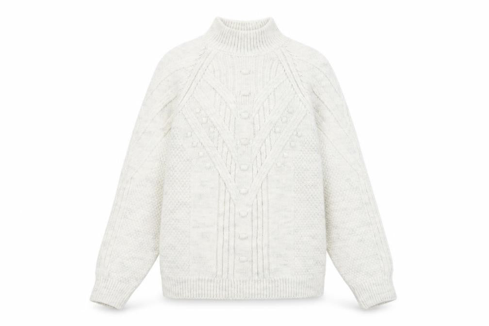 Marks and Spencer Women’s Grey Cable Knit Mock Neck Jumper Size M