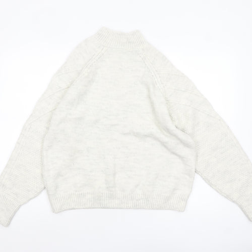 Marks and Spencer Women’s Grey Cable Knit Mock Neck Jumper Size M