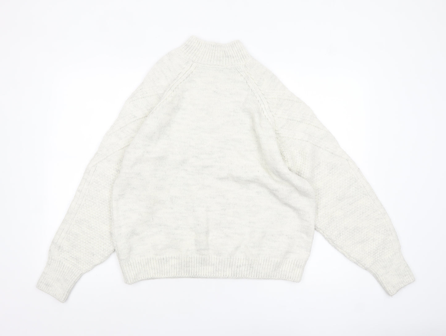 Marks and Spencer Women’s Grey Cable Knit Mock Neck Jumper Size M