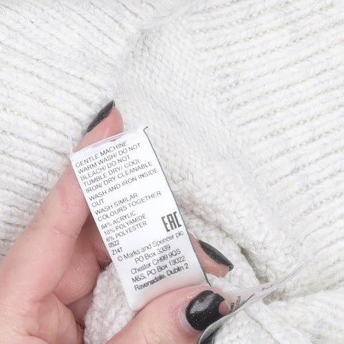 Marks and Spencer Women’s Grey Cable Knit Mock Neck Jumper Size M