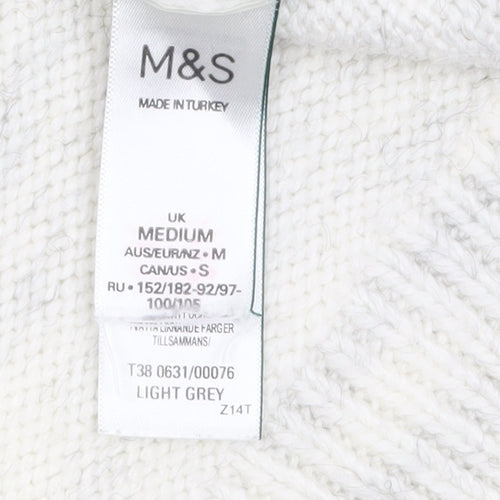 Marks and Spencer Women’s Grey Cable Knit Mock Neck Jumper Size M