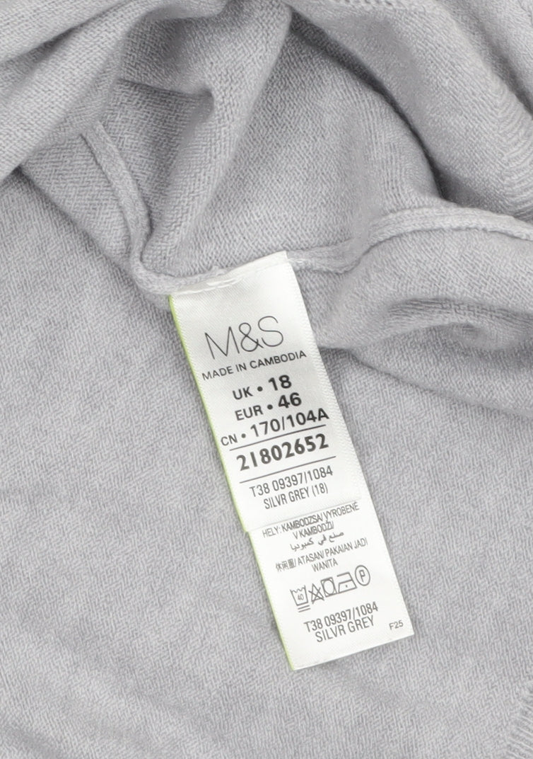 Marks and Spencer Women’s Grey Roll Neck Knit Jumper Size 18