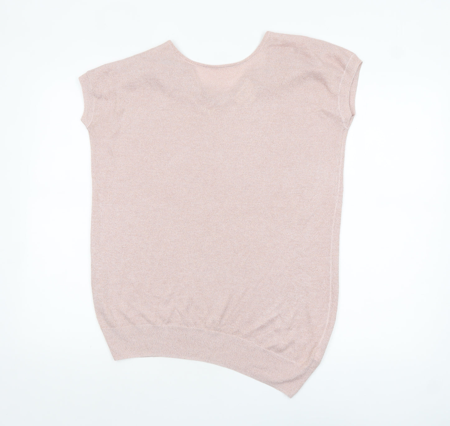 Next Women Pink Knit V-Neck Short Sleeve Blouse Size 16