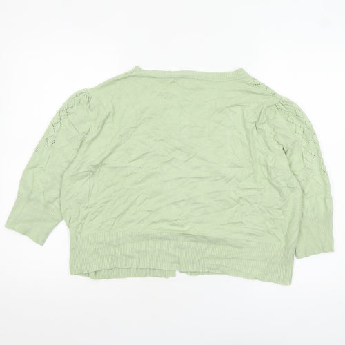 Belle Poque Women Green 2XL V-Neck 3/4 Sleeve Cardigan