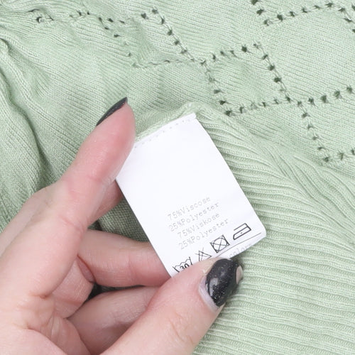 Belle Poque Women Green 2XL V-Neck 3/4 Sleeve Cardigan