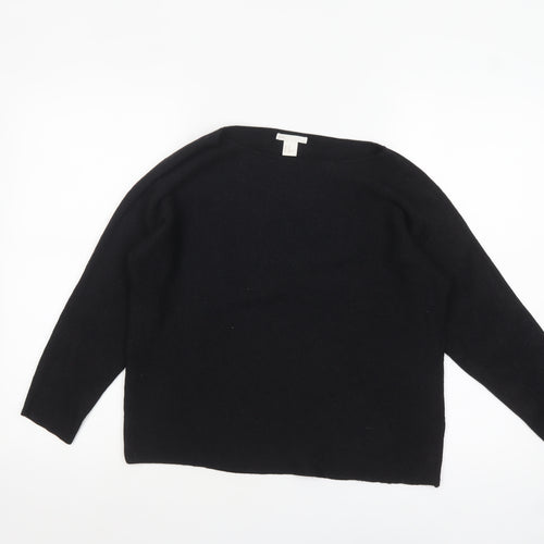 H&M Women’s Black Boat Neck Knit Pullover Jumper XS