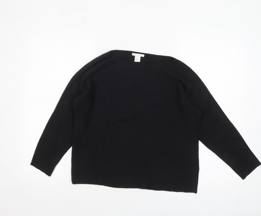 H&M Women’s Black Boat Neck Knit Pullover Jumper XS