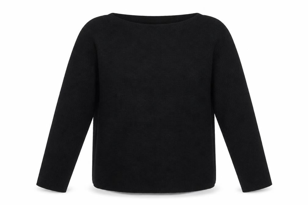 Front view of H&M Women’s Black Boat Neck Knit jumper XS