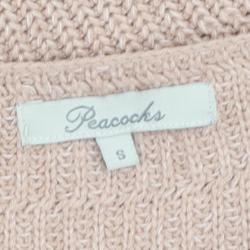 Peacocks Women's Beige V-Neck Knit Pullover Jumper Size S