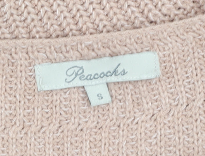 Peacocks Women's Beige V-Neck Knit Pullover Jumper Size S