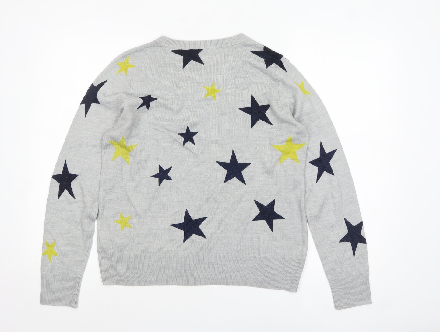 M&Co Women’s Grey Star Print Acrylic Pullover Jumper Size 12