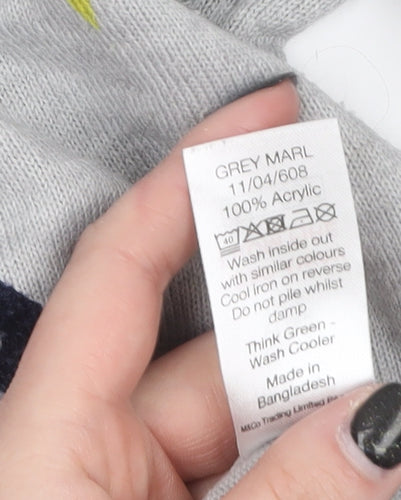 M&Co Women’s Grey Star Print Acrylic Pullover Jumper Size 12