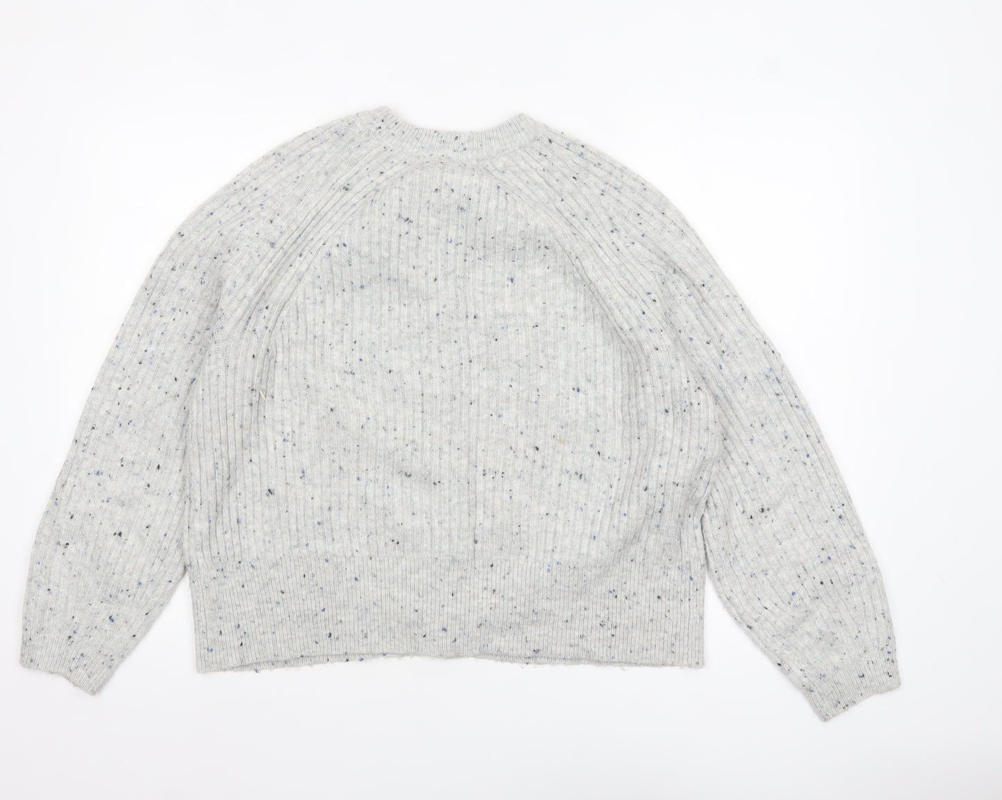 Marks and Spencer Women Grey Cardigan L Knit Button Long Sleeve
