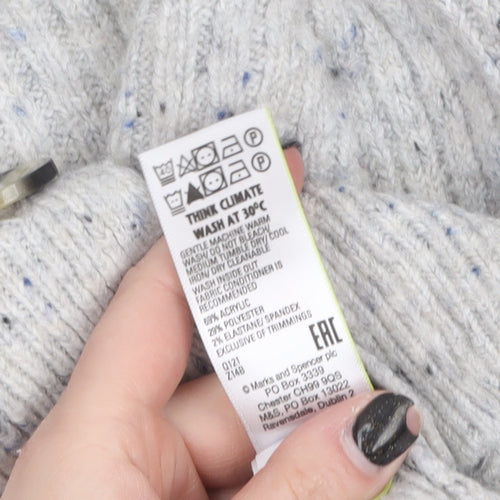Marks and Spencer Women Grey Cardigan L Knit Button Long Sleeve
