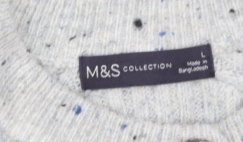 Marks and Spencer Women Grey Cardigan L Knit Button Long Sleeve
