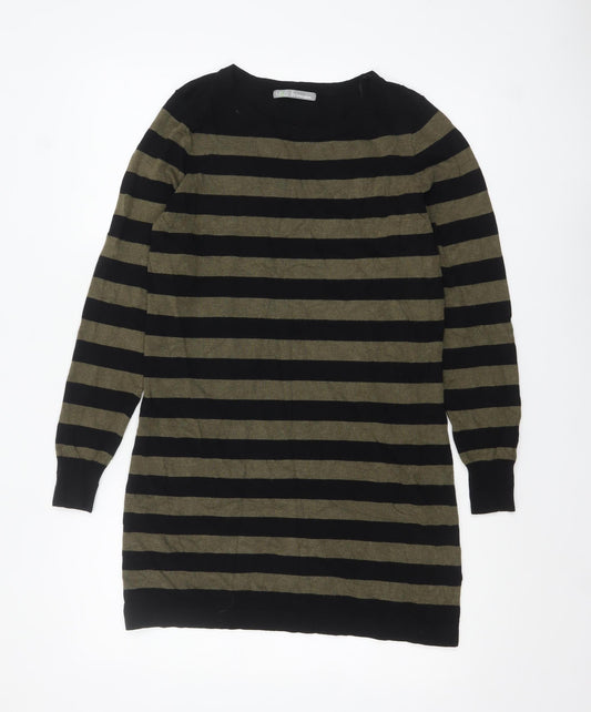 Marks and Spencer Women's Green Striped Pullover Jumper Size 12