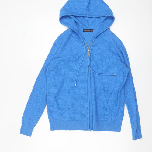 Marks and Spencer Women’s Blue Full Zip Hooded Cardigan S
