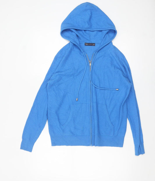 Marks and Spencer Women’s Blue Full Zip Hooded Cardigan S