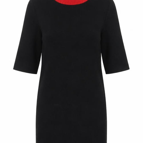 MNG Women's Black Roll Neck Knit Blouse XS 3/4 Sleeve