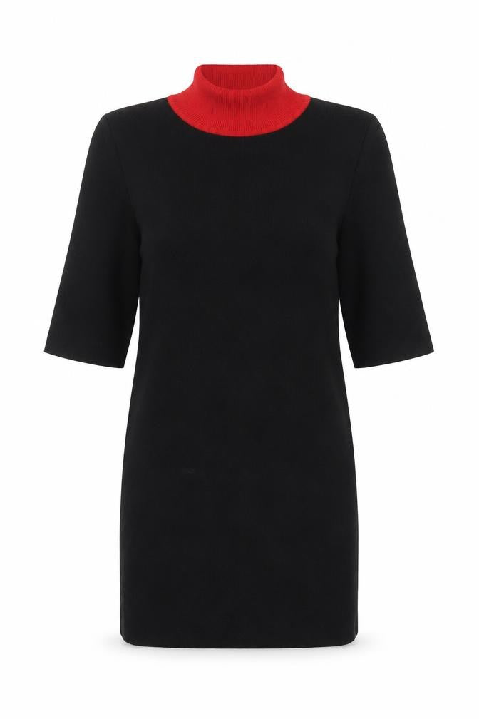 MNG Women's Black Roll Neck Knit Blouse XS 3/4 Sleeve