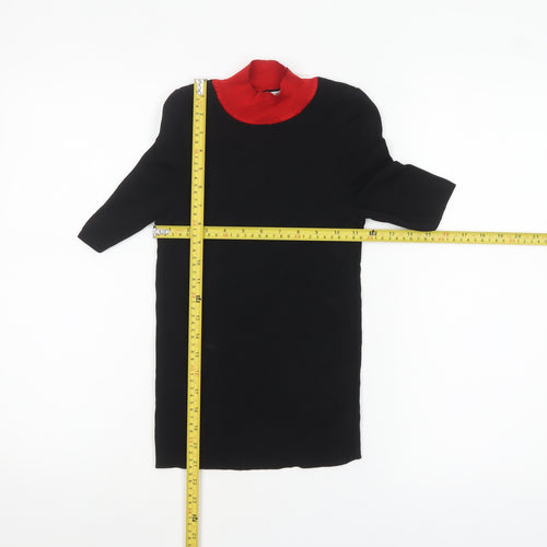 MNG Women's Black Roll Neck Knit Blouse XS 3/4 Sleeve