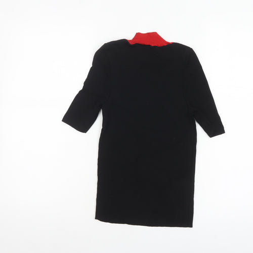 MNG Women's Black Roll Neck Knit Blouse XS 3/4 Sleeve