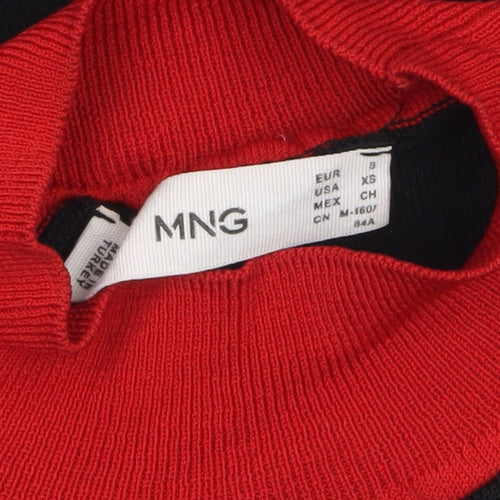 MNG Women's Black Roll Neck Knit Blouse XS 3/4 Sleeve