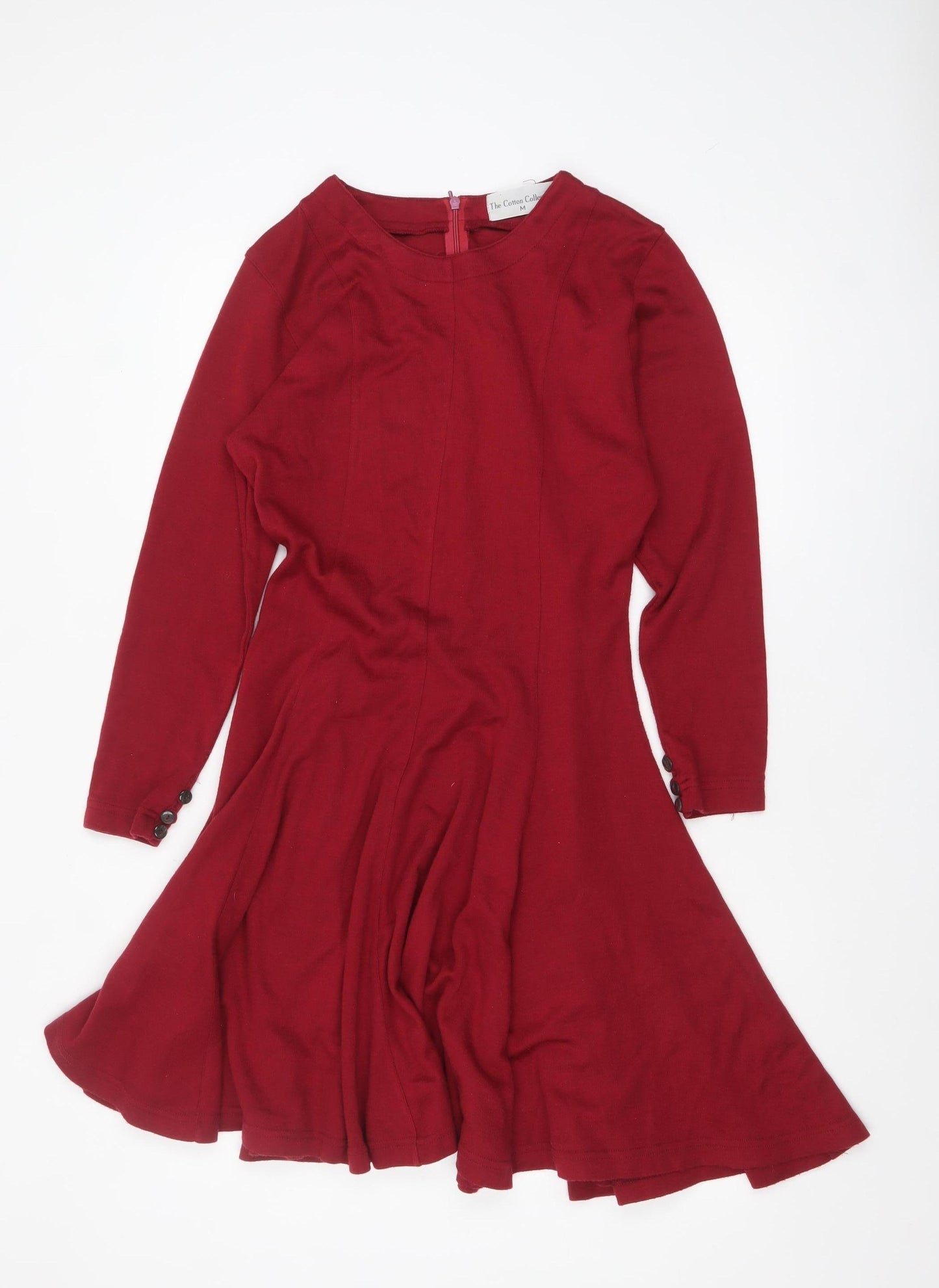 The Cotton Collection Red Fit & Flare Knit Dress Women M Long Sleeve