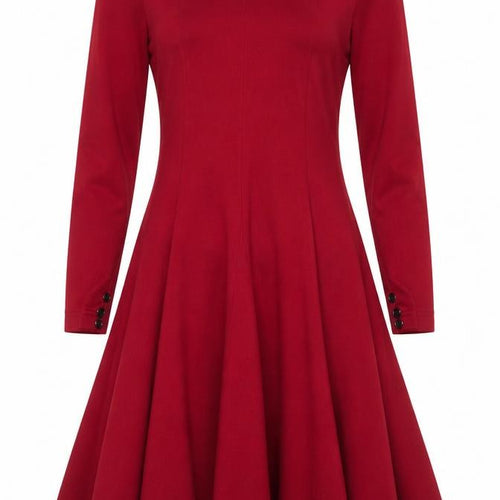 The Cotton Collection Red Fit & Flare Knit Dress Women M Long Sleeve