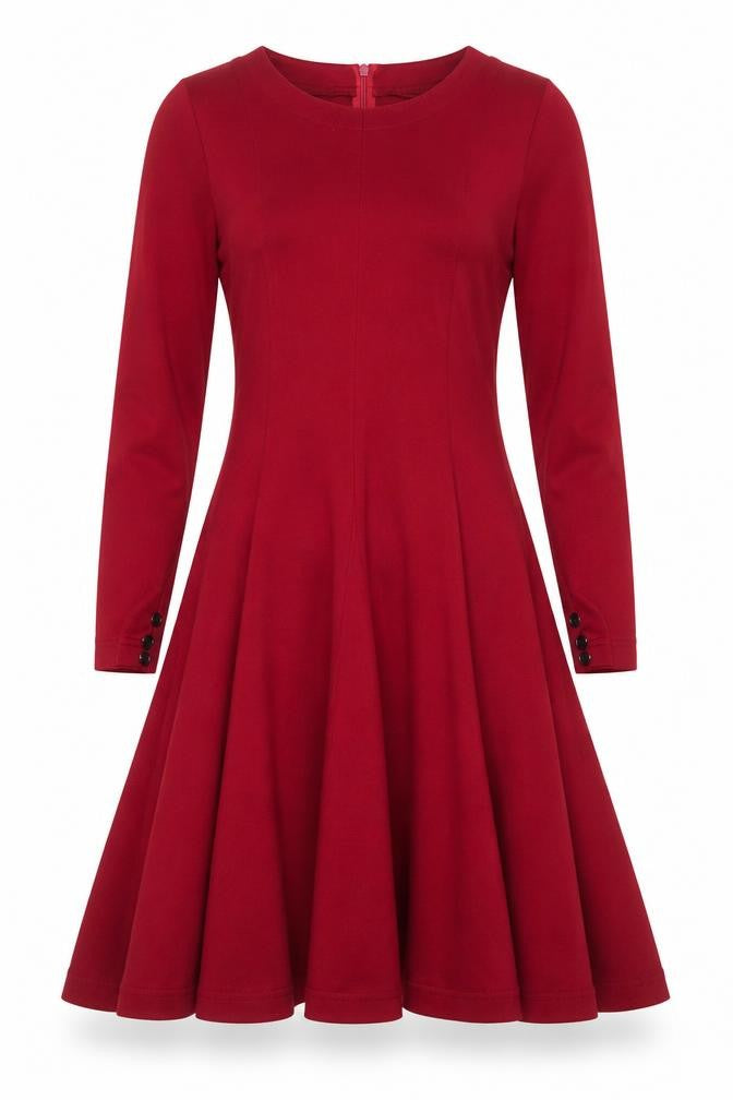The Cotton Collection Red Fit & Flare Knit Dress Women M Long Sleeve