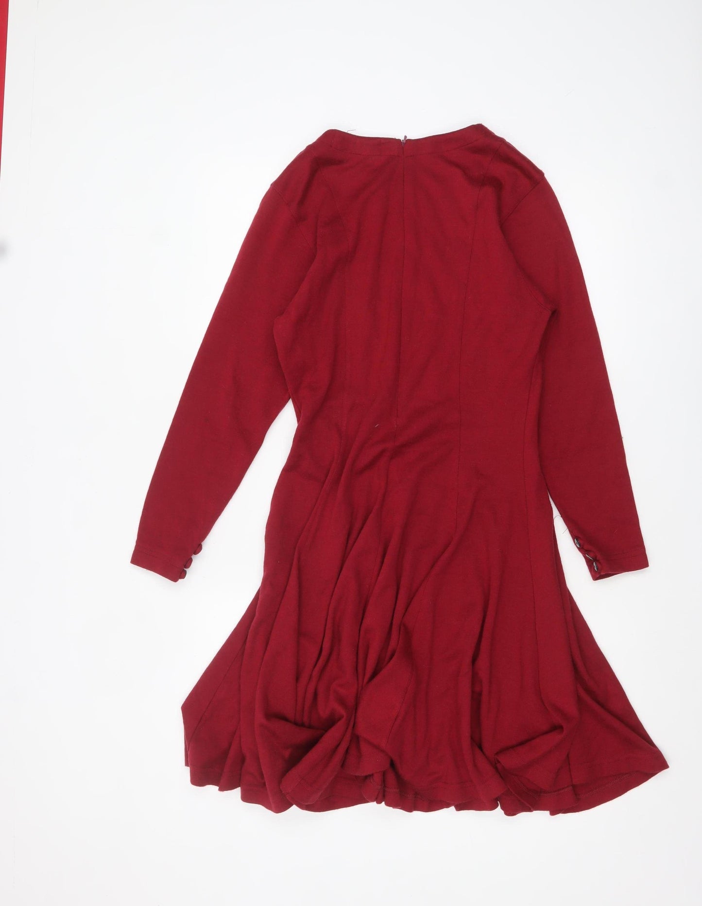 The Cotton Collection Red Fit & Flare Knit Dress Women M Long Sleeve