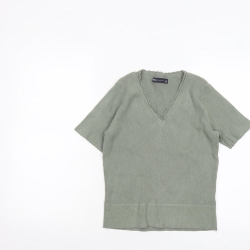 Marks and Spencer Women’s Green V-Neck Knit T-Shirt Size 12