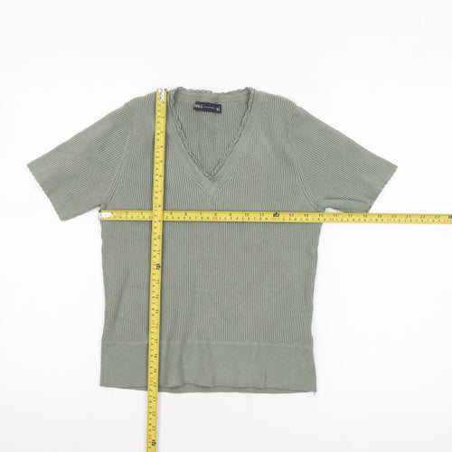 Marks and Spencer Women’s Green V-Neck Knit T-Shirt Size 12