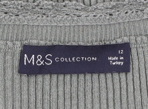 Marks and Spencer Women’s Green V-Neck Knit T-Shirt Size 12